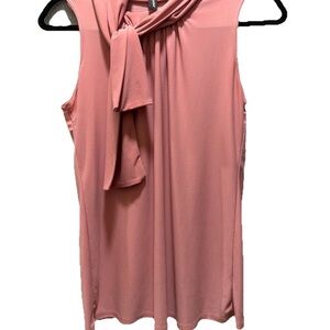 J.M Fleurette Pink Sleeveless Blouse Tie Neck Dusty Rose Office/Party Size Med